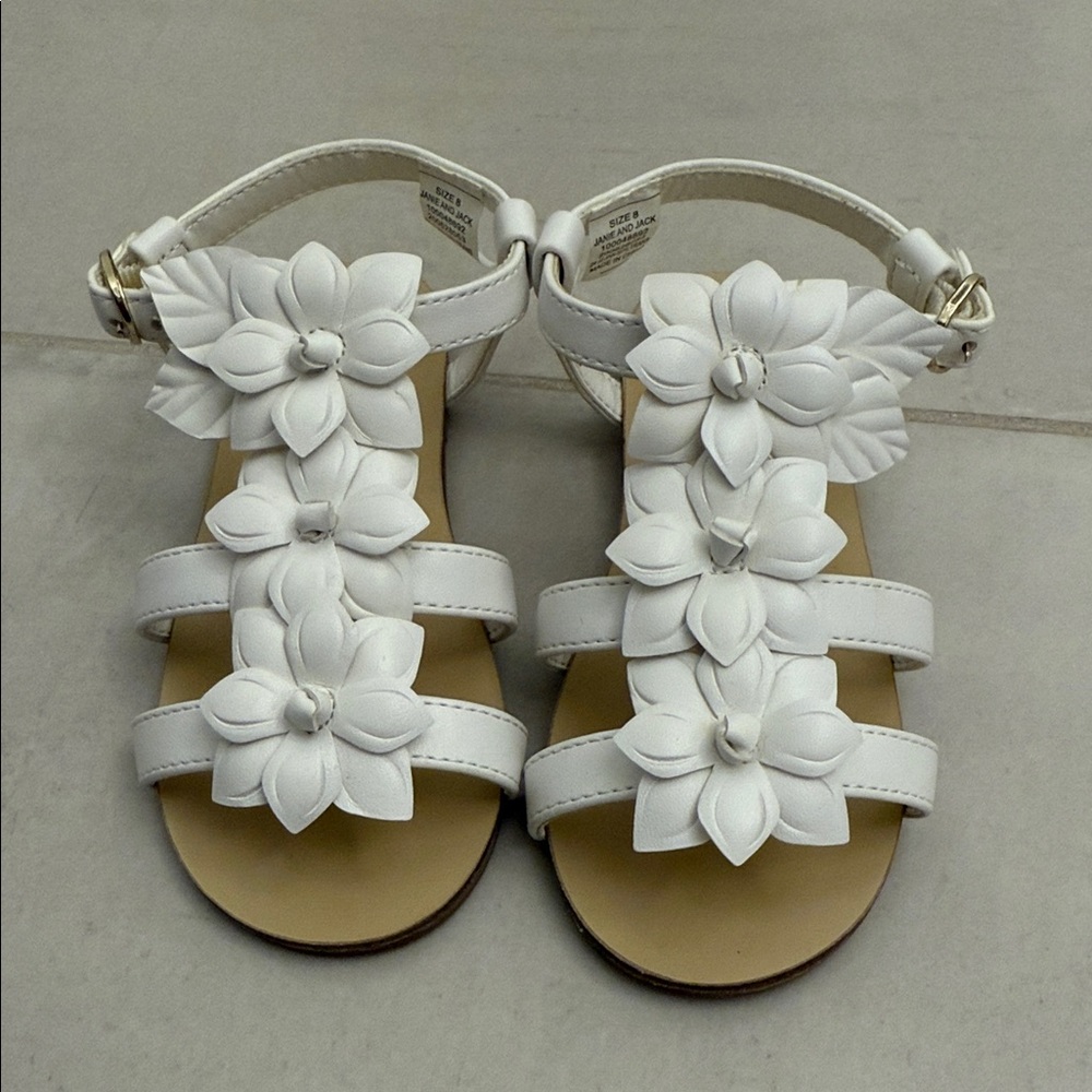 New Janie and Jack White Floral Sandals for Kids Size 8